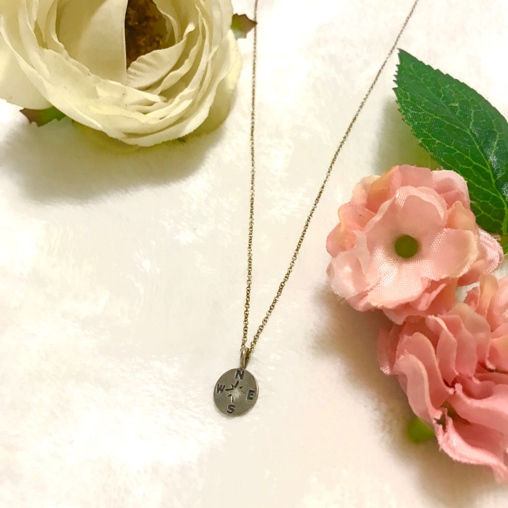 Dainty Silver Compass Necklace